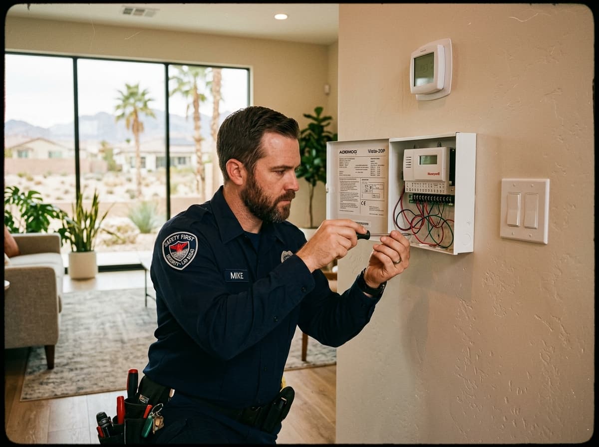 ASAP Security technician installing home security system in Las Vegas